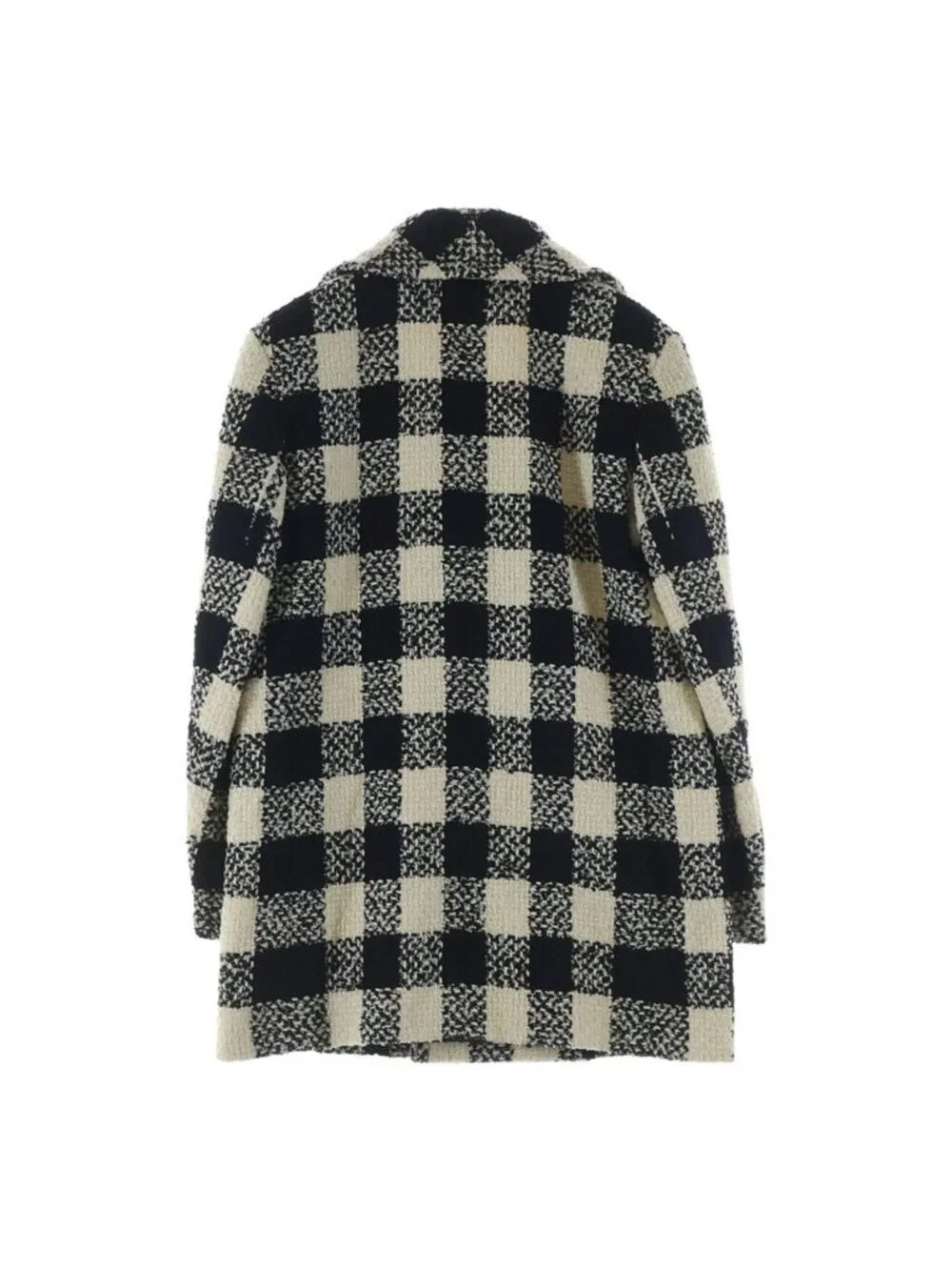 Chanel Tweed Block Check Double Coat White Black